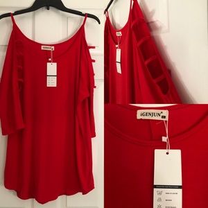 Women’s Cold Shoulder Three Quarter Sleeve Top